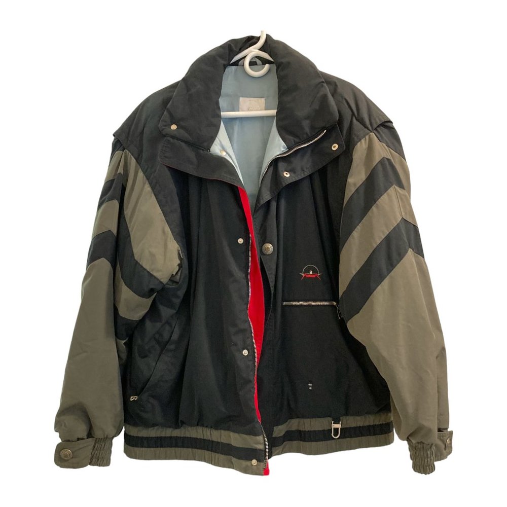 BOGNER *Vintage 80s* Black and Gray Varsity Ski Coat